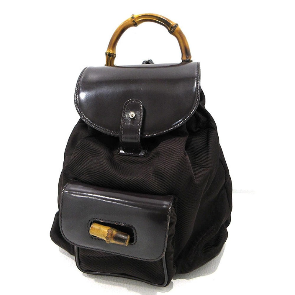 Gucci Bamboo Backpack Rucksack Daybag Daypack Brown